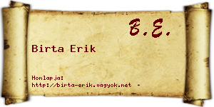 Birta Erik névjegykártya